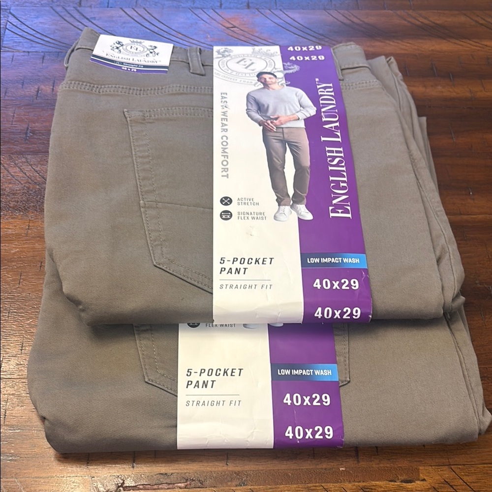 NWT English Laundry Tan Chinos STRAIGHT FIT Casual Pants set of 2